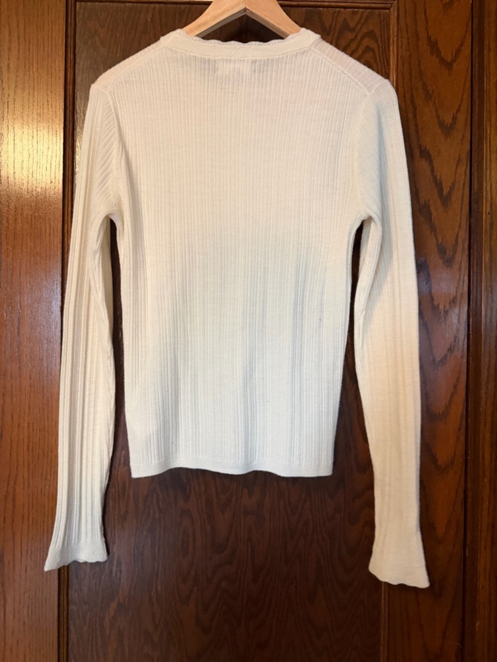 J. Crew Layered Pointelle Sweater Tee Merino Wool Ivory - Picture 3 of 4